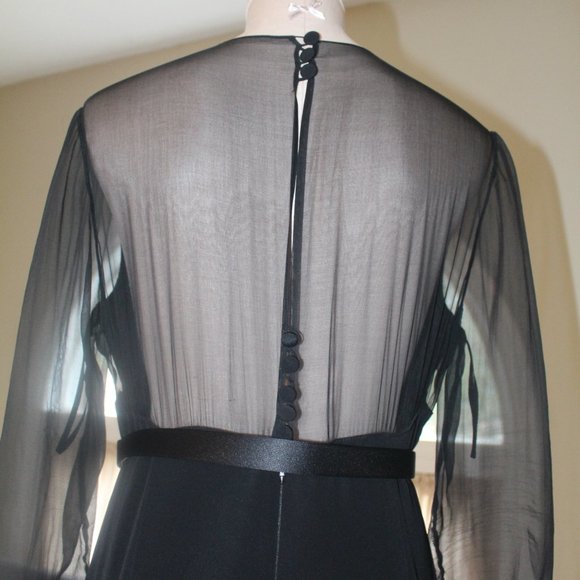 Louis Feraud Long black silk dress made by Joy Cherry size 42 - Picture 14 of 15